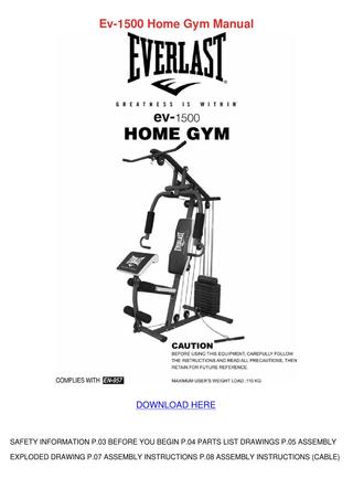 Everlast Ev1500 Home Gym Manual